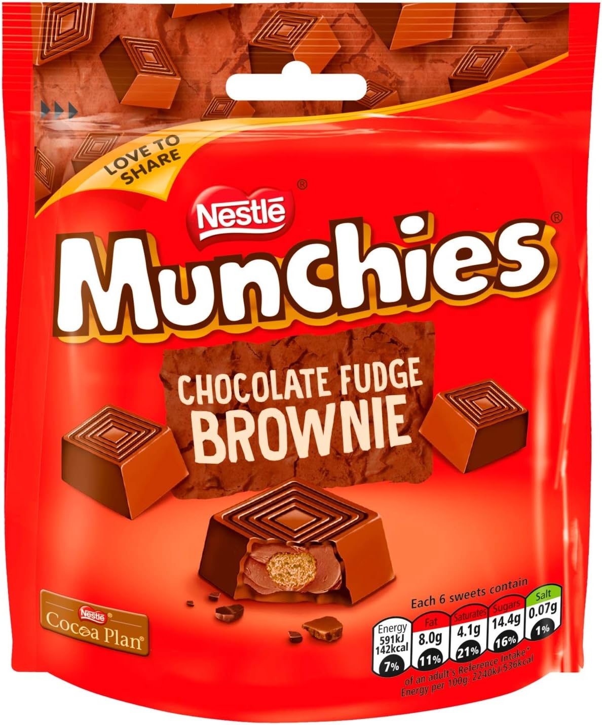 Munchies Fudge Brownie Milk Chocolate Sharings Bags, 8 x 101g