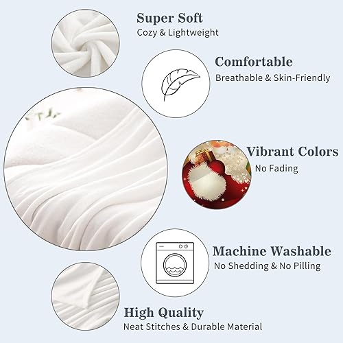 Miniatura 9 de Neatee Living Manta de Navidad a cuadros verdes, manta de Navidad con reno de Papá Noel, manta de invierno para vacaciones, sofá, cama, decorativa,