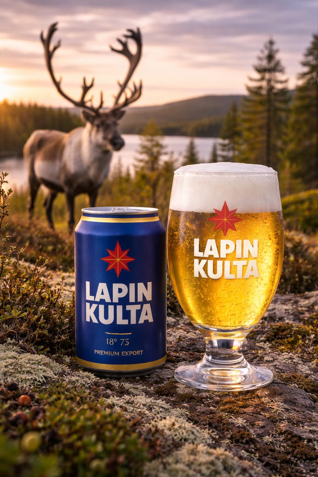 Lapin Kulta Premium Export Bier 5,2% Vol – 330ml Dose – Finnisches Premium Lagerbier aus Lappland – Mild, Goldklar & Erfrischend – Original Bier aus Finnland (12 Dosen)