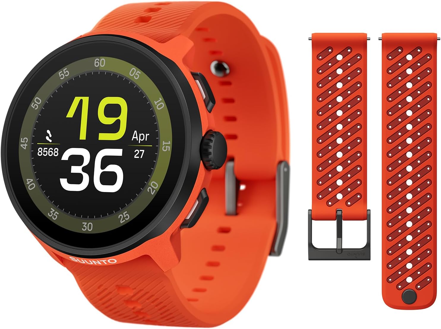 SUUNTO Run Sport Watch, Running GPS Watch Orange (w/Silicone Strap) & SUUNTO 22 ATH8 Silicone Strap Orange S+M