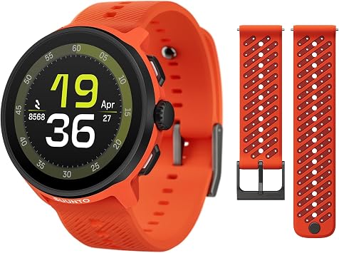 SUUNTO Run Sport Watch, Running GPS Watch Orange w/Silicone Strap & SUUNTO 22 ATH8 Silicone Strap Orange S+M