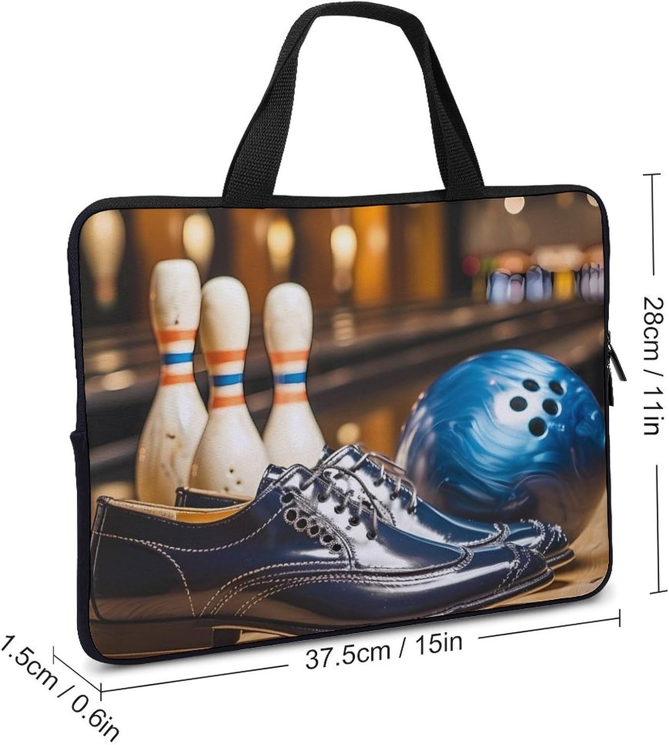 Bowling Shoe Print Laptop Bag Print Computer Sleeve Case Protector Briefcase Totes for Women Men