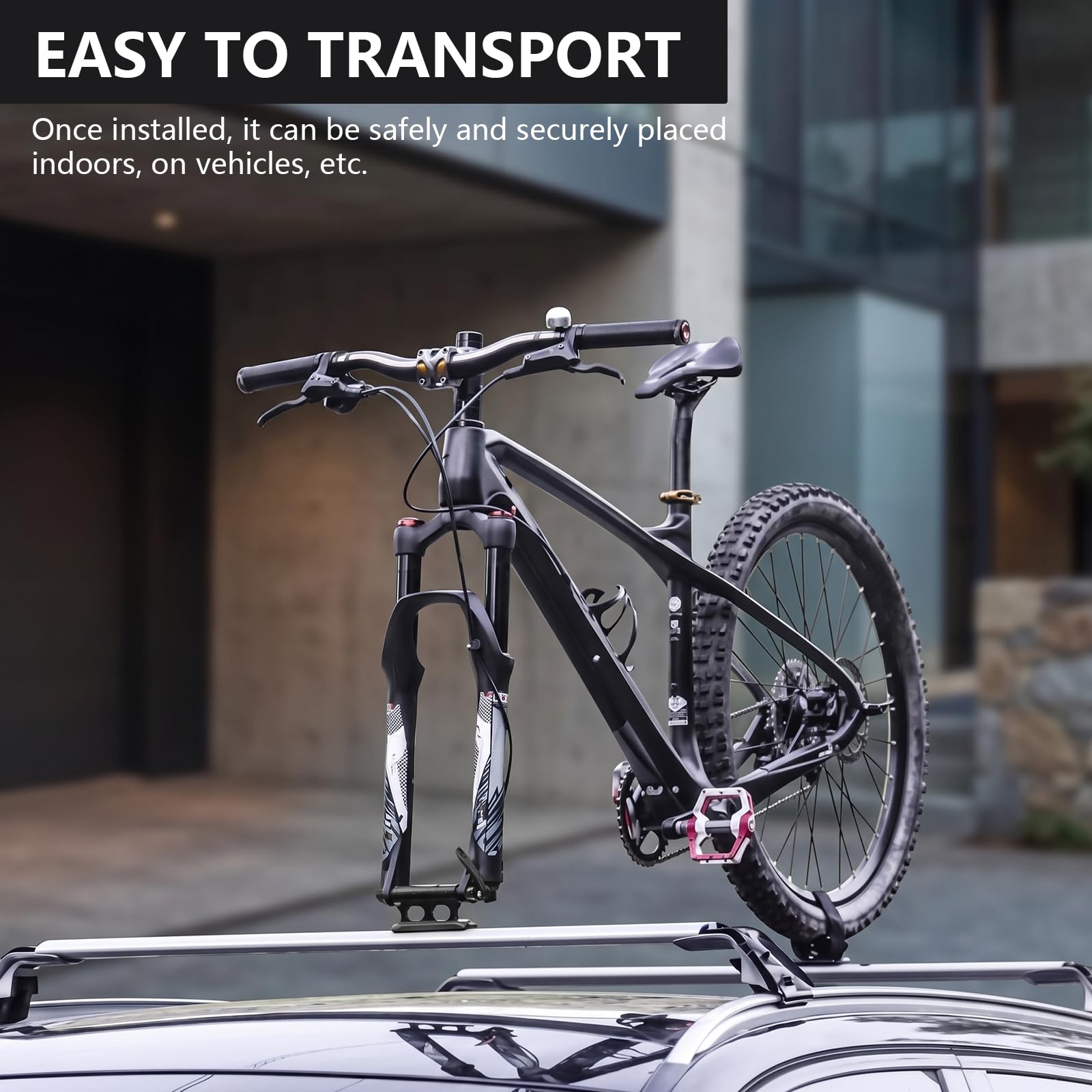 Widelec przedni do roweru, uniwersalny blok montażowy do widelca rowerowego, uchwyt do widelca rowerowego, do bezpiecznego transportu na ciężarówkach, SUV-ach i przyczepach.
