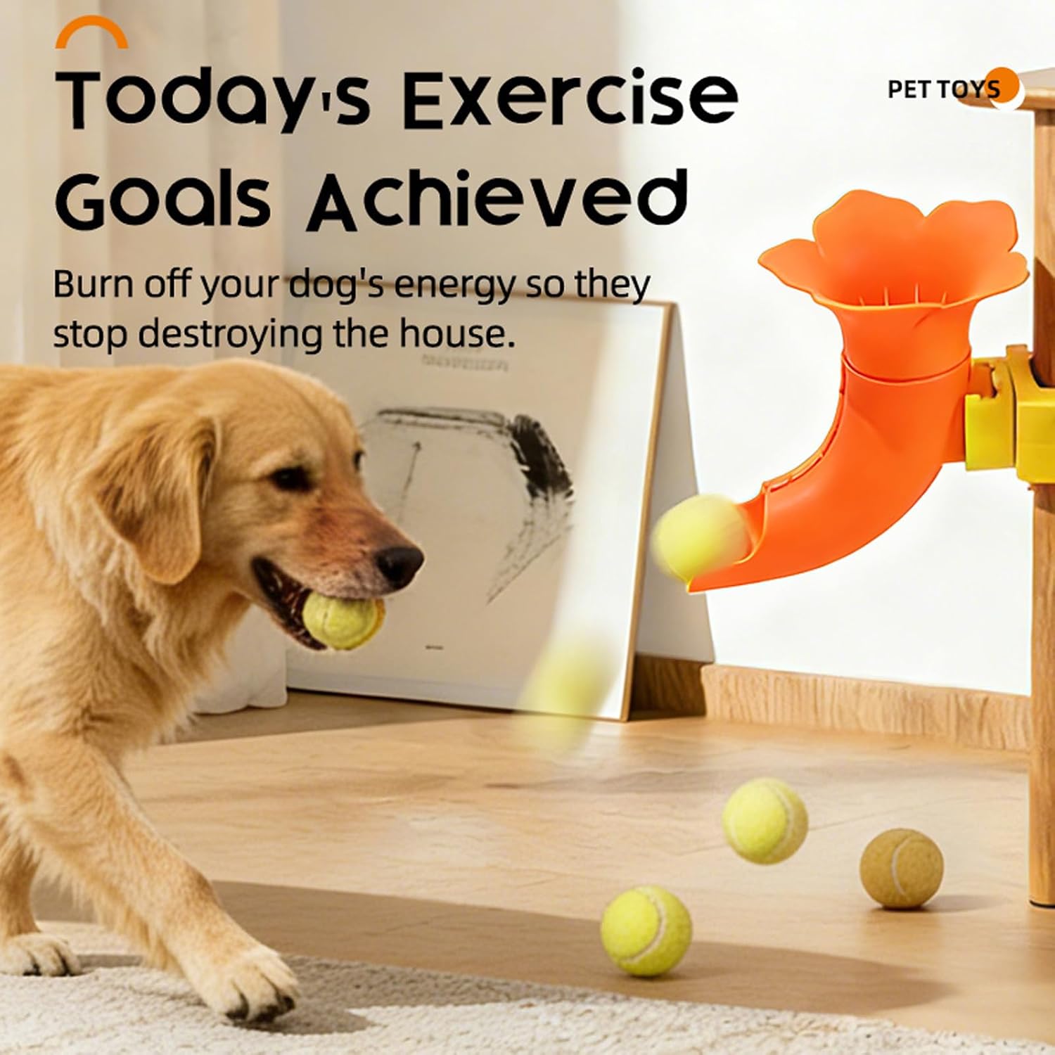 cjc Silent Dog Self-Serving Ball Launcher - Durable PP Material, Low-Noise Play System for Indoor & Outdoor Fun - Perfect for Exercise, Fetch & Training