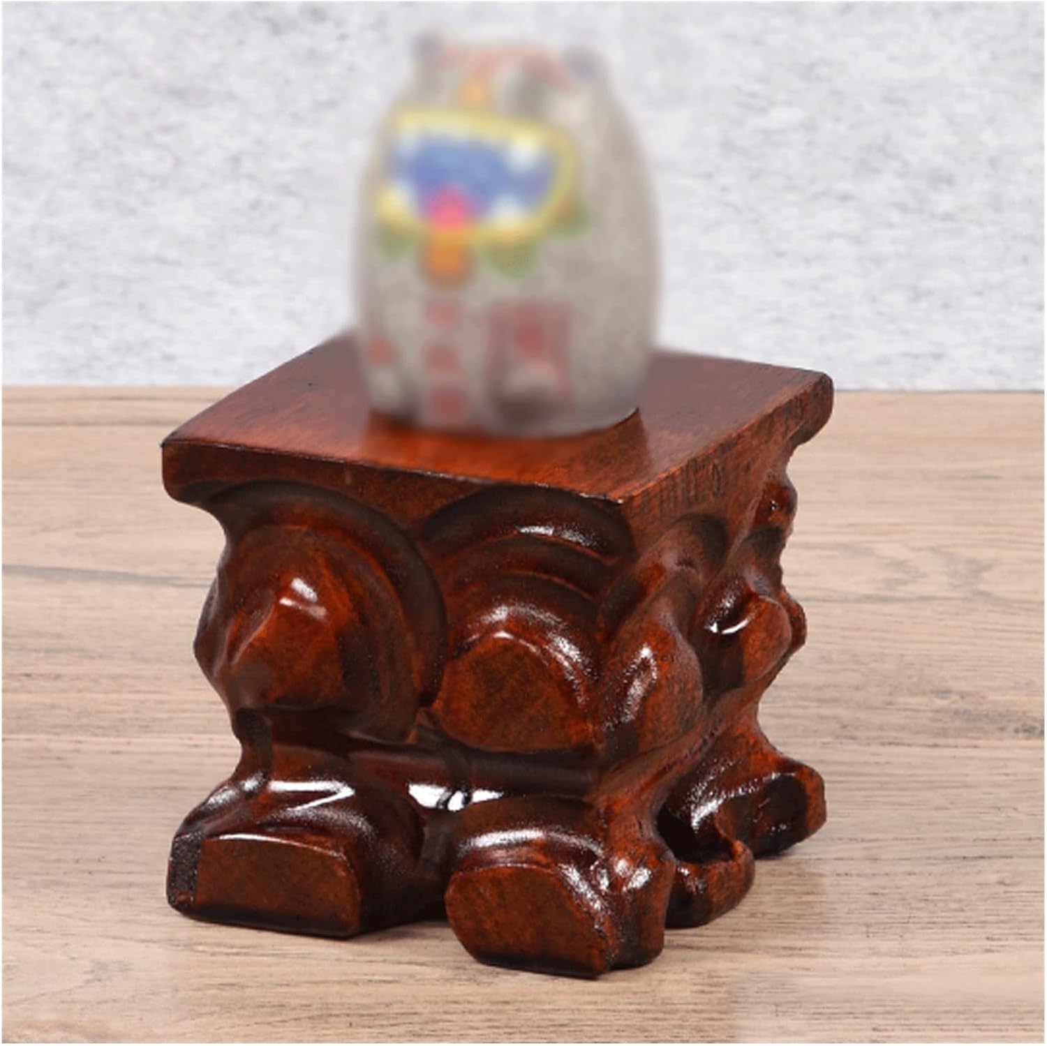 BABETT Bonsai Pedestal Vase Pedestal Stands Potted Base Carving Handicraft Decoration Base Solid Wood Teapot Vase Bonsai Shelf Base Bracket Planter Stand Plant Holder