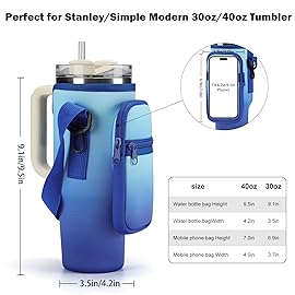 GOEWY Water Bottle Carrier Bag for Stanley 40oz Tumbler with Phone Pocket Water Bottle Holder with Strap Neoprene Water Bottle Pouch for Stanley Cup Accessories