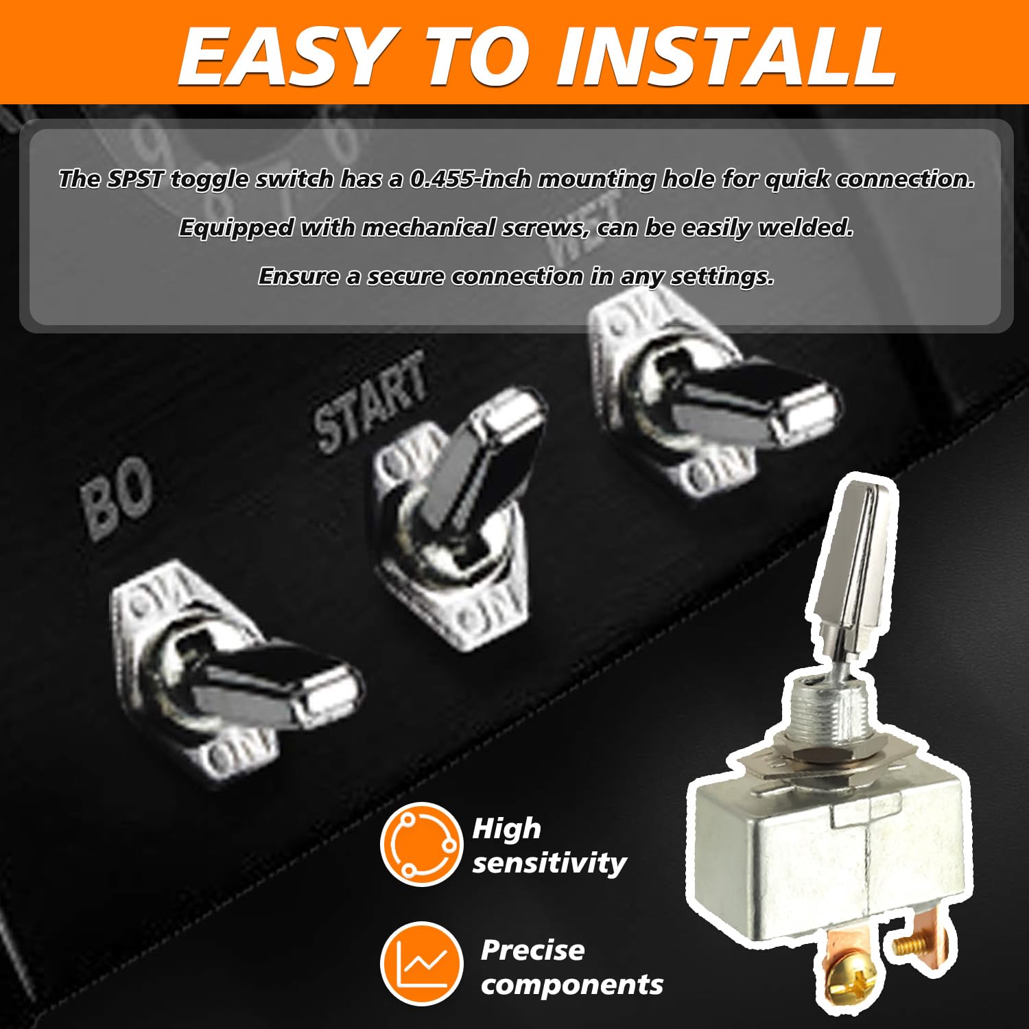 50 Amp 12V Heavy Duty Toggle Switch SPDT 2 Position ON/Off Rocker Switch, Automotive Toggle Switch with Metal Screw Terminals for Auto Car Boats - 2 Pack