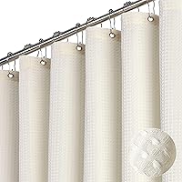 Vista 10 de Dynamene Cortina de Ducha Larga de Tela Blanca - Cortinas de Ducha de Tela de Nido de Abeja Texturizadas y Resistente para Baño, 256GSM Juego Grande
