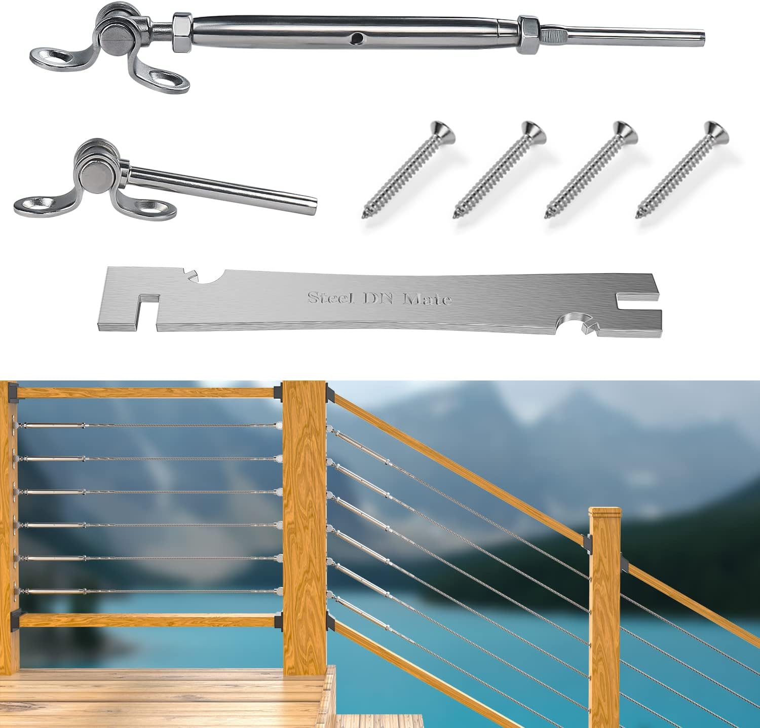 Gеt Sресіаl Prісе Steel DN Mate 20 Sets T316 Stainless Steel Adjustable Angle 180° Fit for 1/8" Cable Railing Kit for Cable Railing Post, Stair Railing Kits for Cable Railing Hardware, Beveled or Horizontal Level