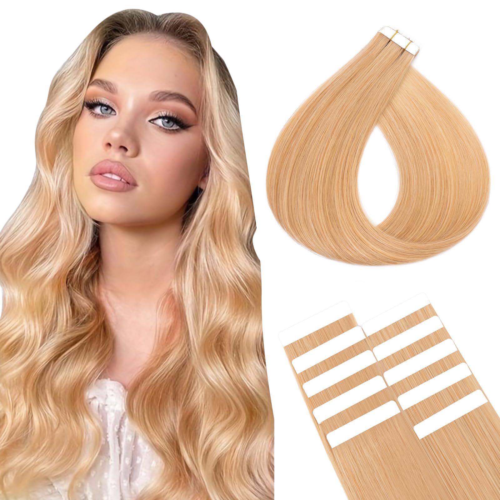 SEGOHAIR 10Pcs Human Hair Tape in Extensions