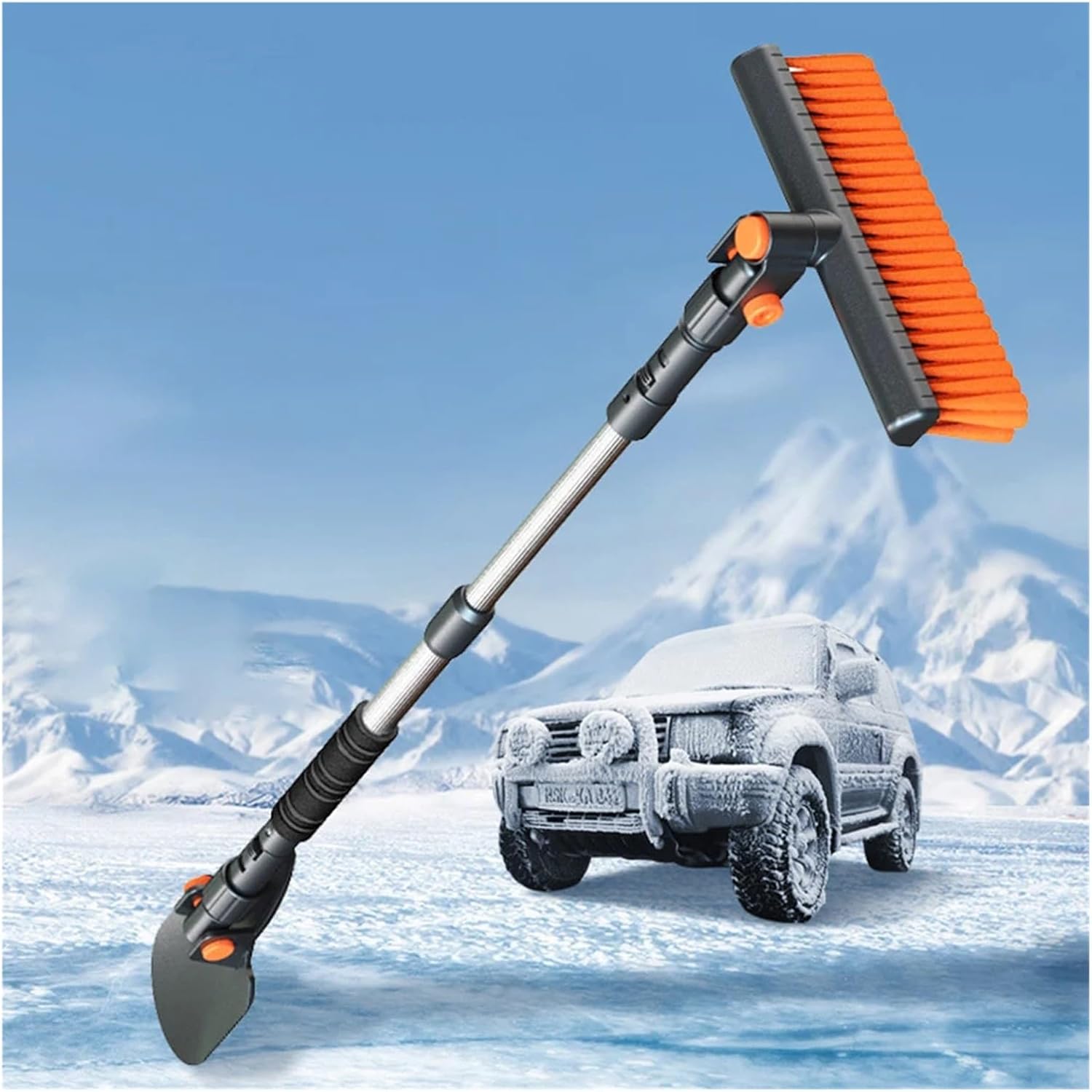 Extendable Snow Brush with Ice Scraper Ergonomic Grip Car Telescoping Remover for Auto Truck SUV