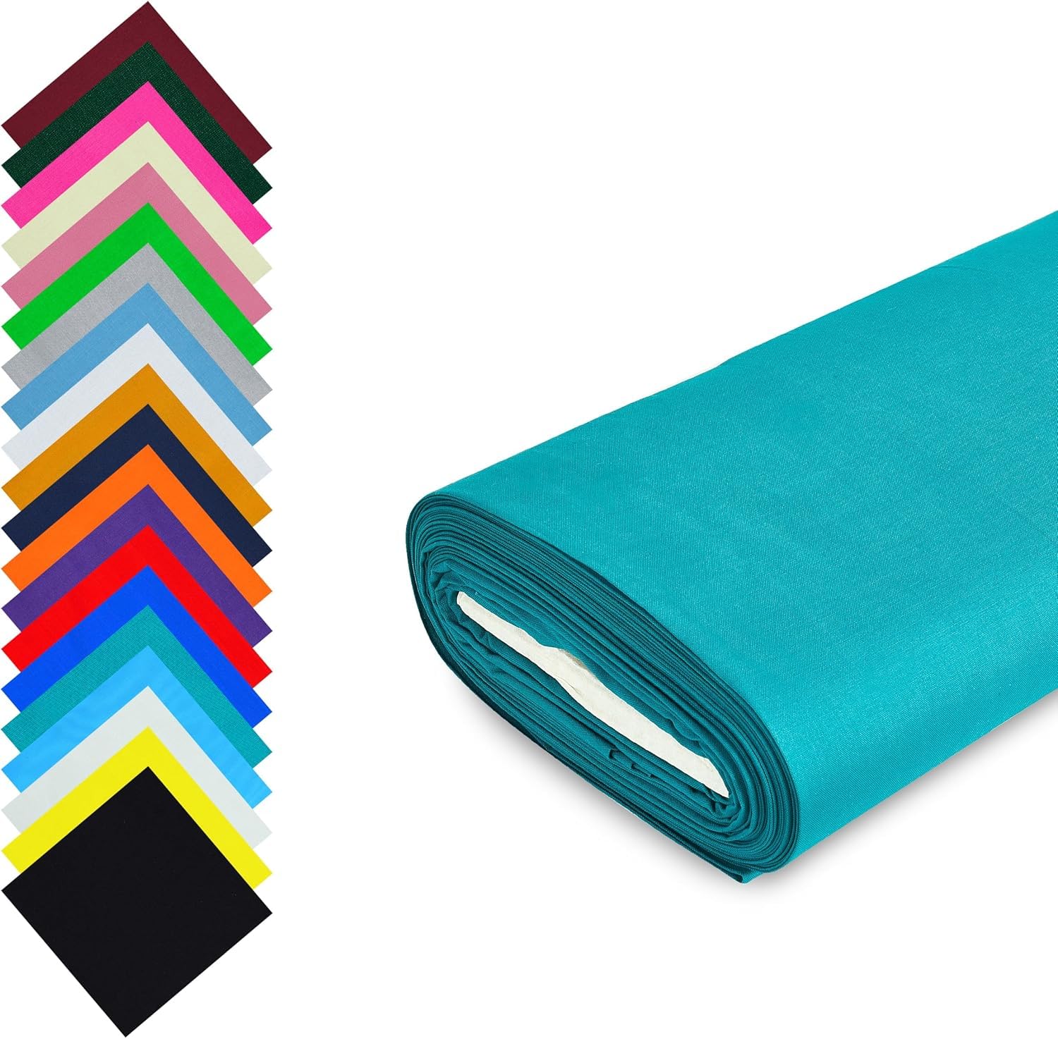 Fashion Track Teal Fabric Cotton by The Metre UK - 58 Inches / 147.5 cm Wide - 100% Cotton Fabric Plain - 60 Square - Available in 20 Colours and 5 Sizes (5 Metre, Teal)