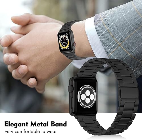 Miniatura 5 de Compatible con correas de Apple Watch de 1.772 in, 1.654 in, 1.732 in, 1.496 in, 1.575 in, 1.614 in, correa de repuesto de acero inoxidable para