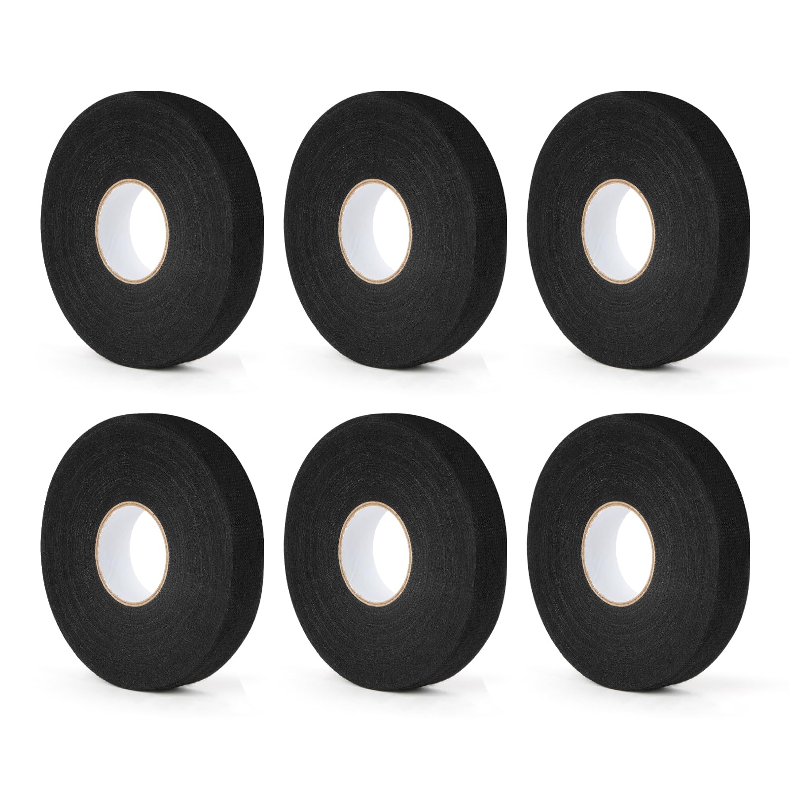 flintronic PET Fleece Fabric Tape, 19MM*15M Wiring Loom Harness Cloth Tape, Self Adhesive Cloth Tapes, Heat-Resistant Insulating tapes for Automotive Car Motorcycle Electricals (6PCS)