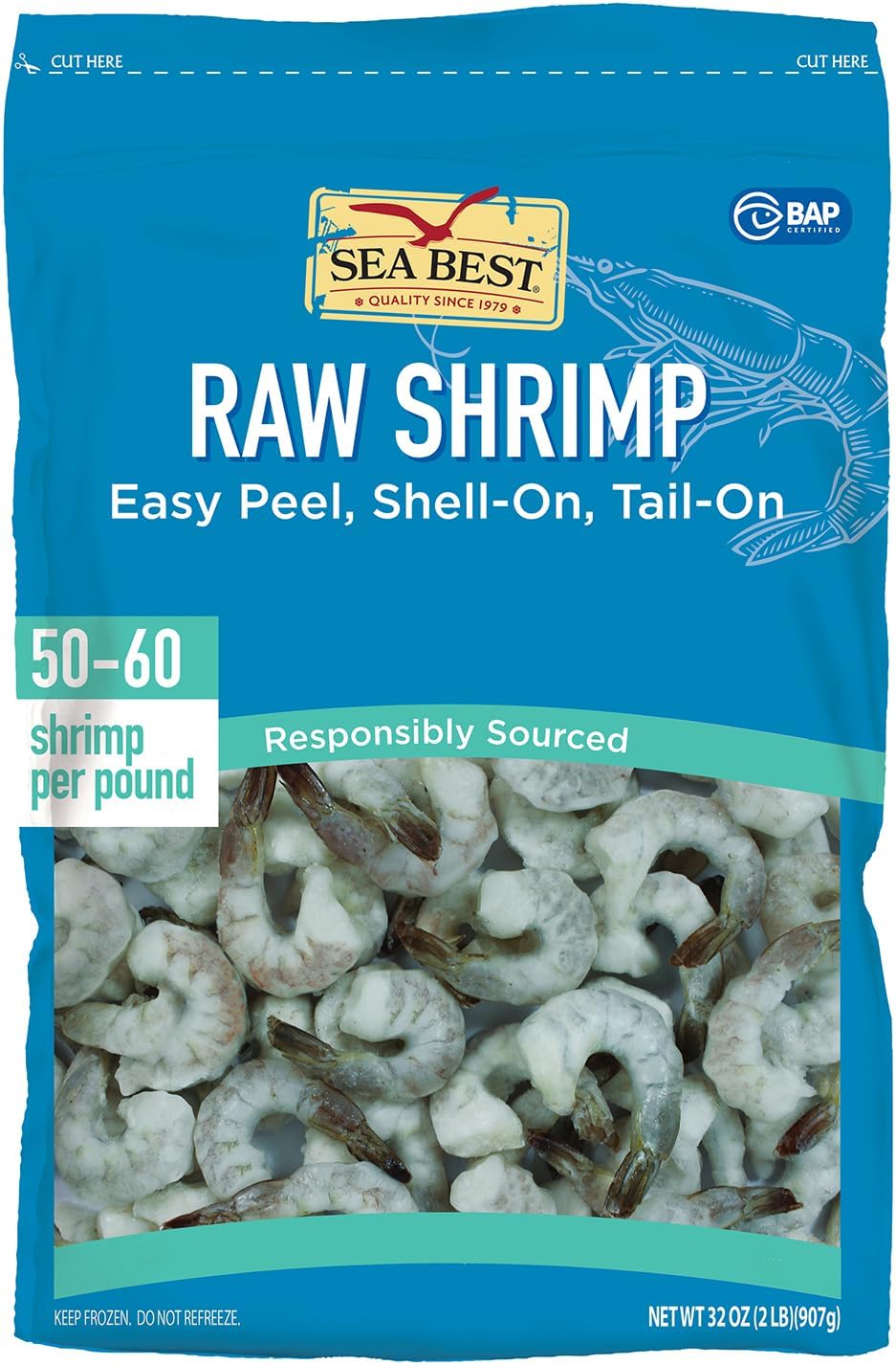 Sea Best 51/60 EZ Peel Shrimp, 2 Pound