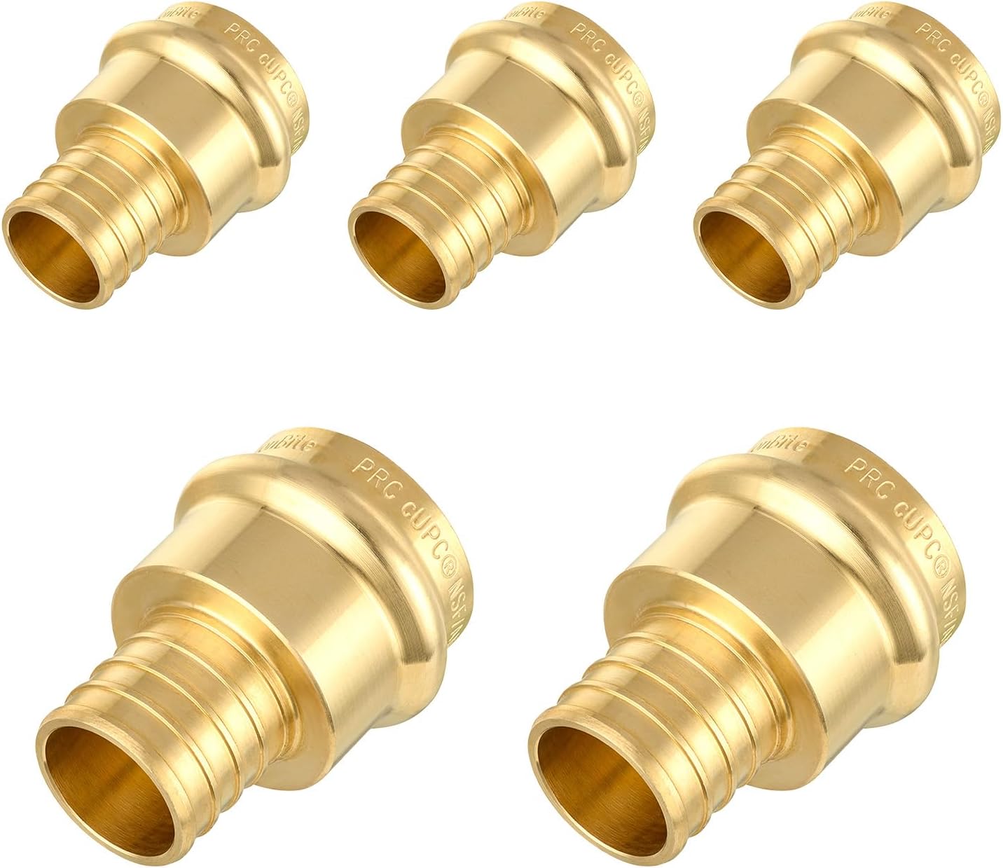 5-Pack HeSun Copper Press Fitting Adapter, 3/4" PRESS X 1" PEX F1807 Crimp Coupling, LF Brass