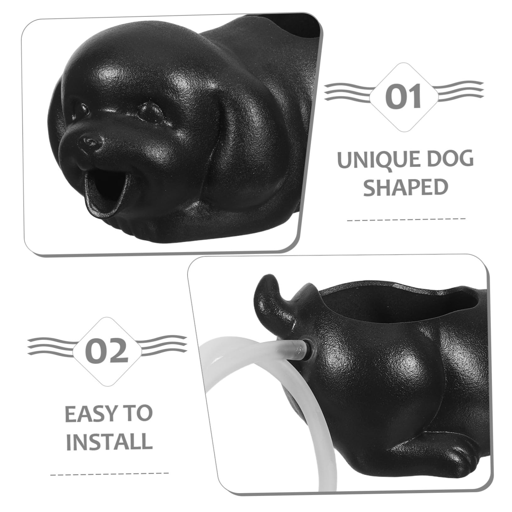 HEMOTON Fontana in Ceramica Forma di Cane per Acquario Decorazione con Flusso Circolazione d Acqua Vasetto Ecologico con Filtraggio Naturale e Supporto per Piante Accessorio per Giardino