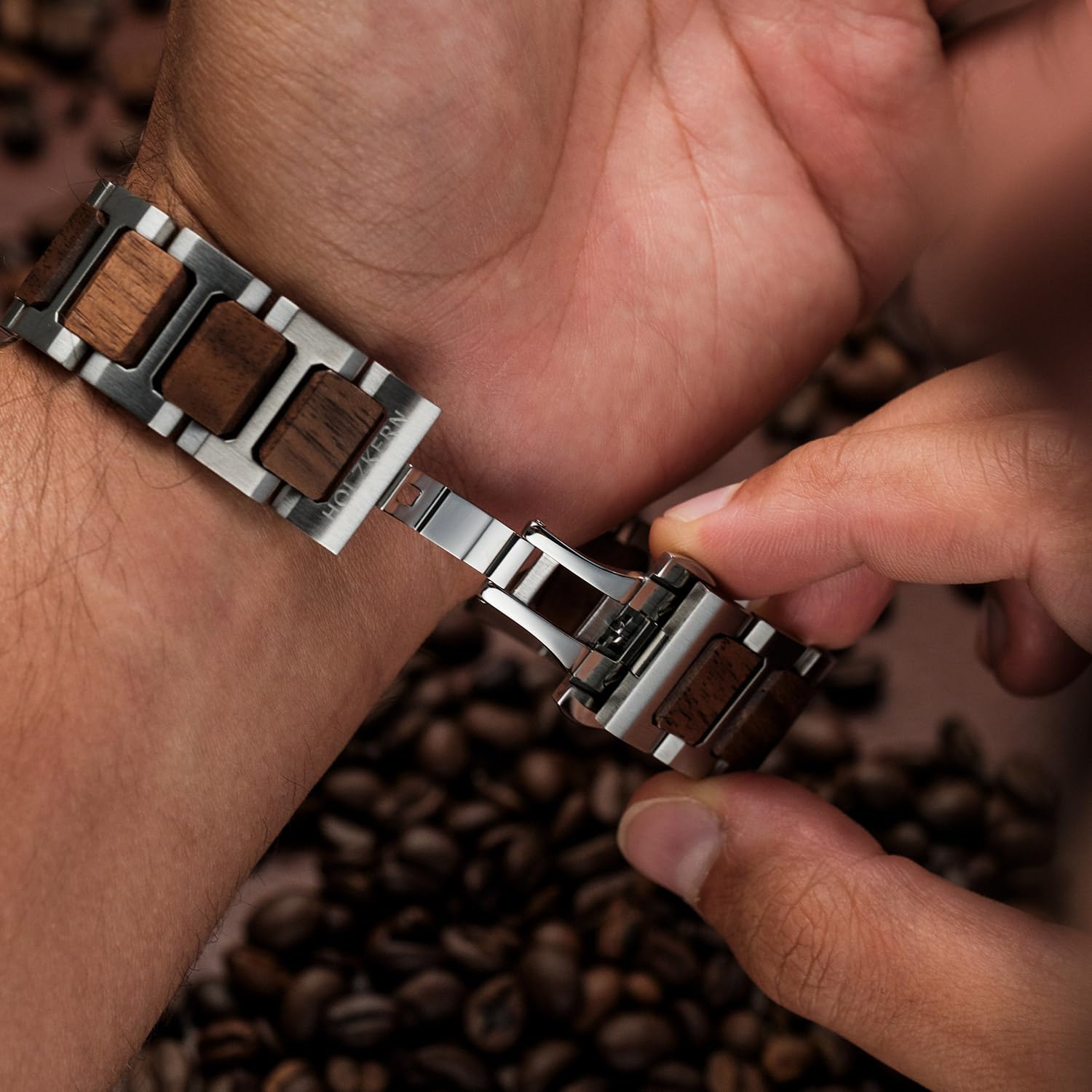 HOLZKERN Unisex-Uhr Quarz Espressino Kaffee/Walnuss 9010631022525