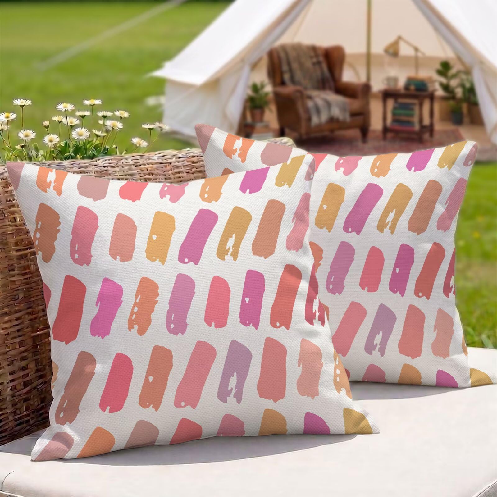 Housses coussin extérieur imperméables 60x60 lot de 2 taies jardin balcon