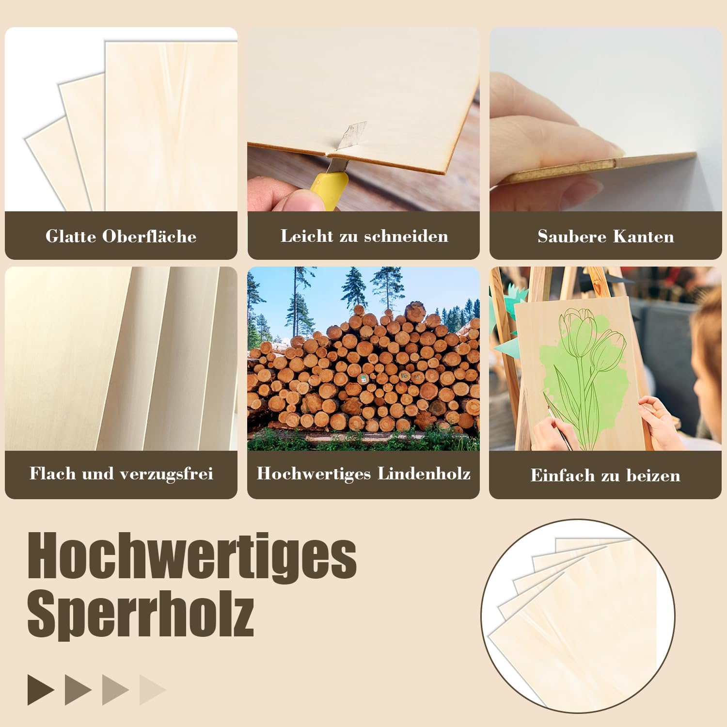 20 Stück A3 Sperrholzplatte 3mm | Linde Sperrholz für Modellbau, Laserschnitt, Gravur, Holzplatten zum Basteln, Laser Holz für DIY (20, A3(420 * 297 * 3mm))