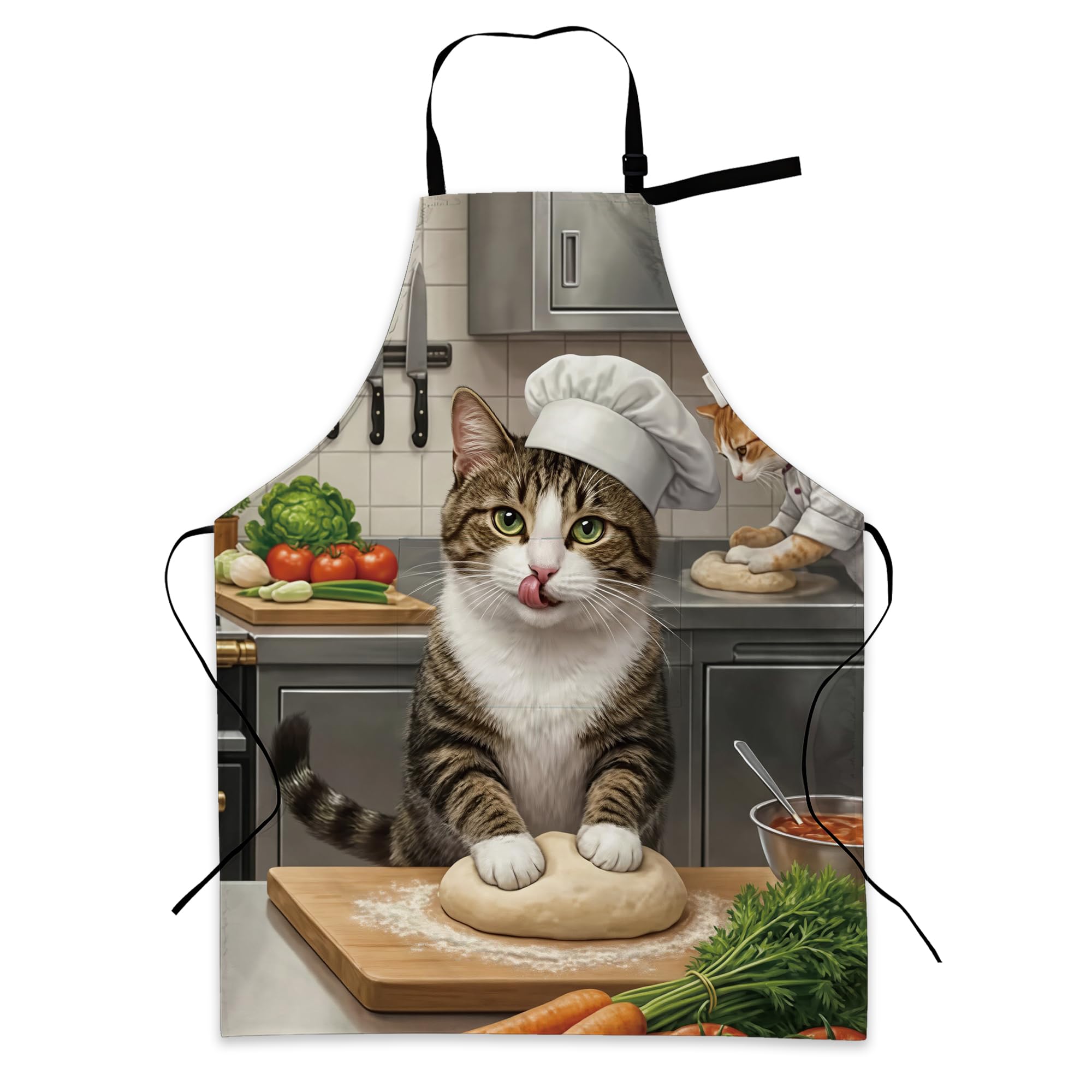 BILANGCE Cooking Cat Aprons for Women Men, Waterproof with 2 Pockets, Chef Apron with Adjustable Neck Strap for Washing Dishes, Gifts BBQ Grill