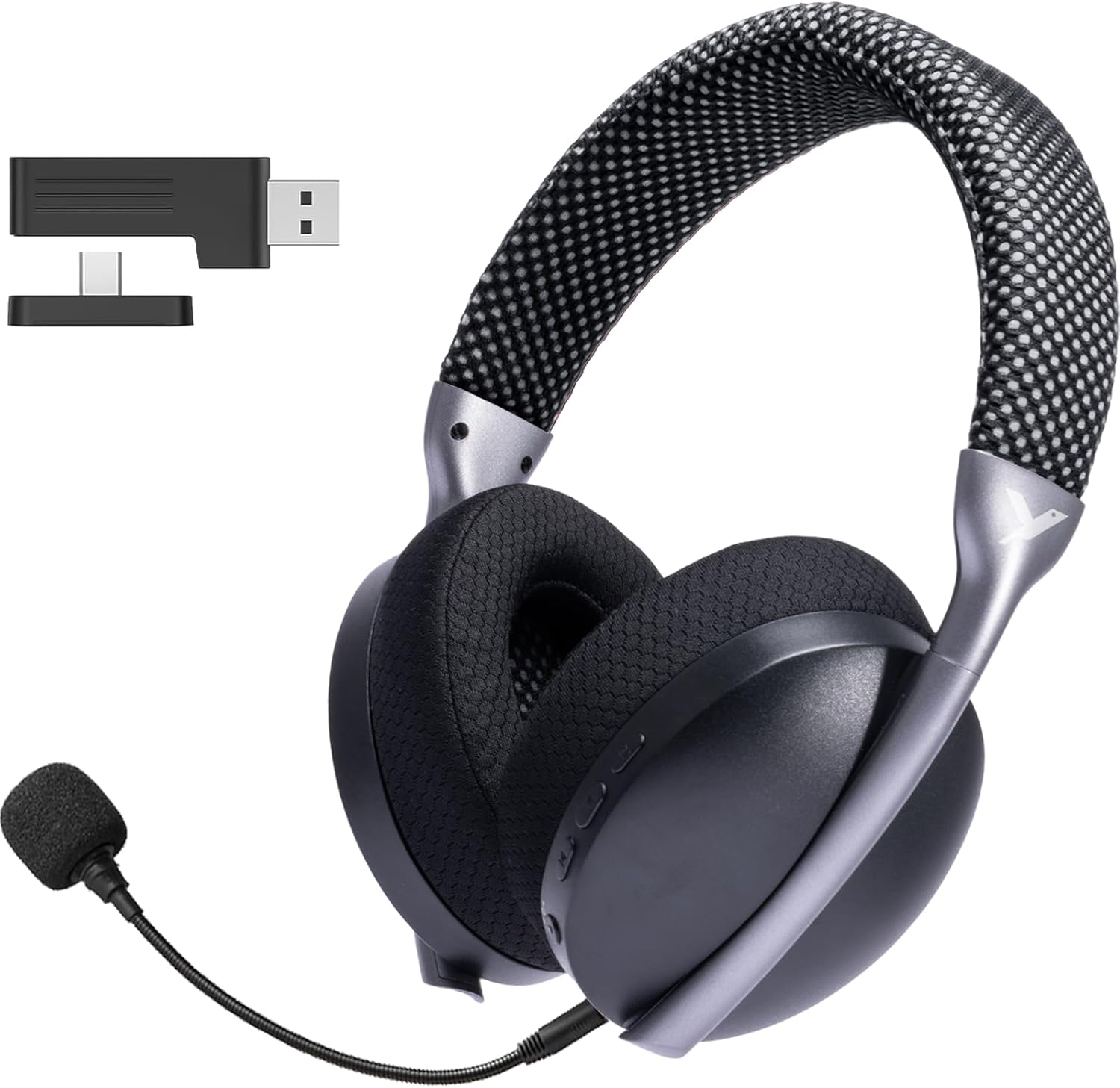 2.4GHz Wireless Gaming Headset for PS5, PS4,Switch,PC, Noise Canceling Mic, 15ms Low Latency, USB &Type C Adapter,35H Battery,3D Surround Sound Bluetooth5.3 Headphone for Phone, Mac, Laptop (Black) 2.4GHz Wireless Gaming Headset for PS5, PS4,Switch,PC, Noise Canceling Mic, 15ms Low Latency, USB &Type C Adapter,35H Battery,3D Surround Sound Bluetooth5.3 Headphone for Phone, Mac, Laptop (Black)