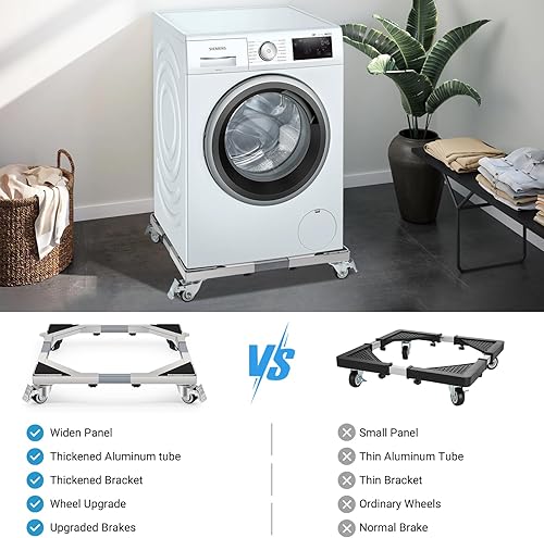 Miniatura 7 de Nefish Carrito de acero inoxidable mejorado para electrodomésticos con ruedas de 21 a 28 pulgadas, rodillo, resistente, 700 libras, carrito de