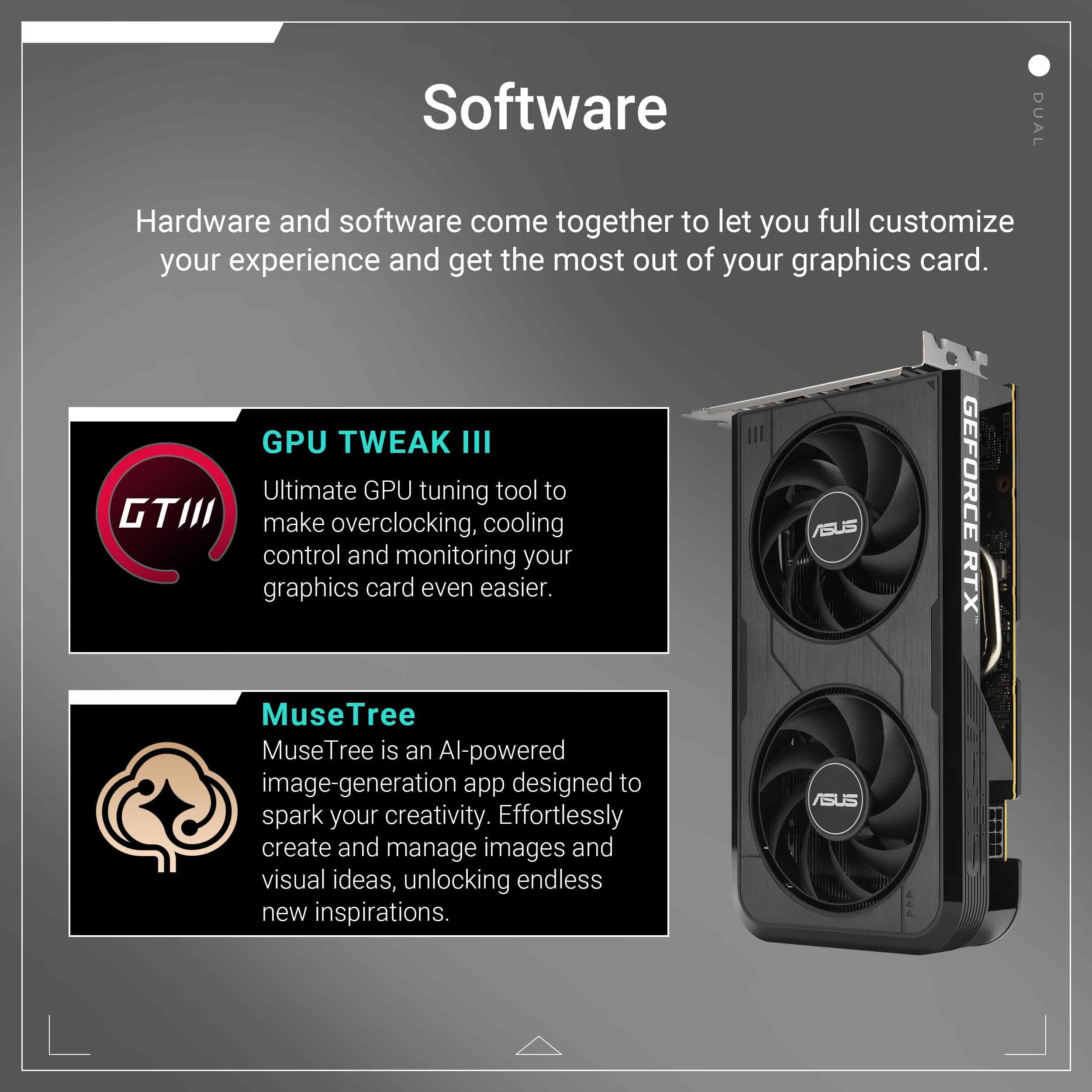 ASUS Dual NVIDIA GeForce RTX 5050 OC Edition, Scheda Grafica 8GB GDDR6, 128 Bit, PCIe 5.0, 2 Ventole Axial-Tech, 1 HDMI 2.1b, 3 DisplayPort 2.1b, Software GPU Tweak III, Nera, DUAL-RTX5050-O8G
