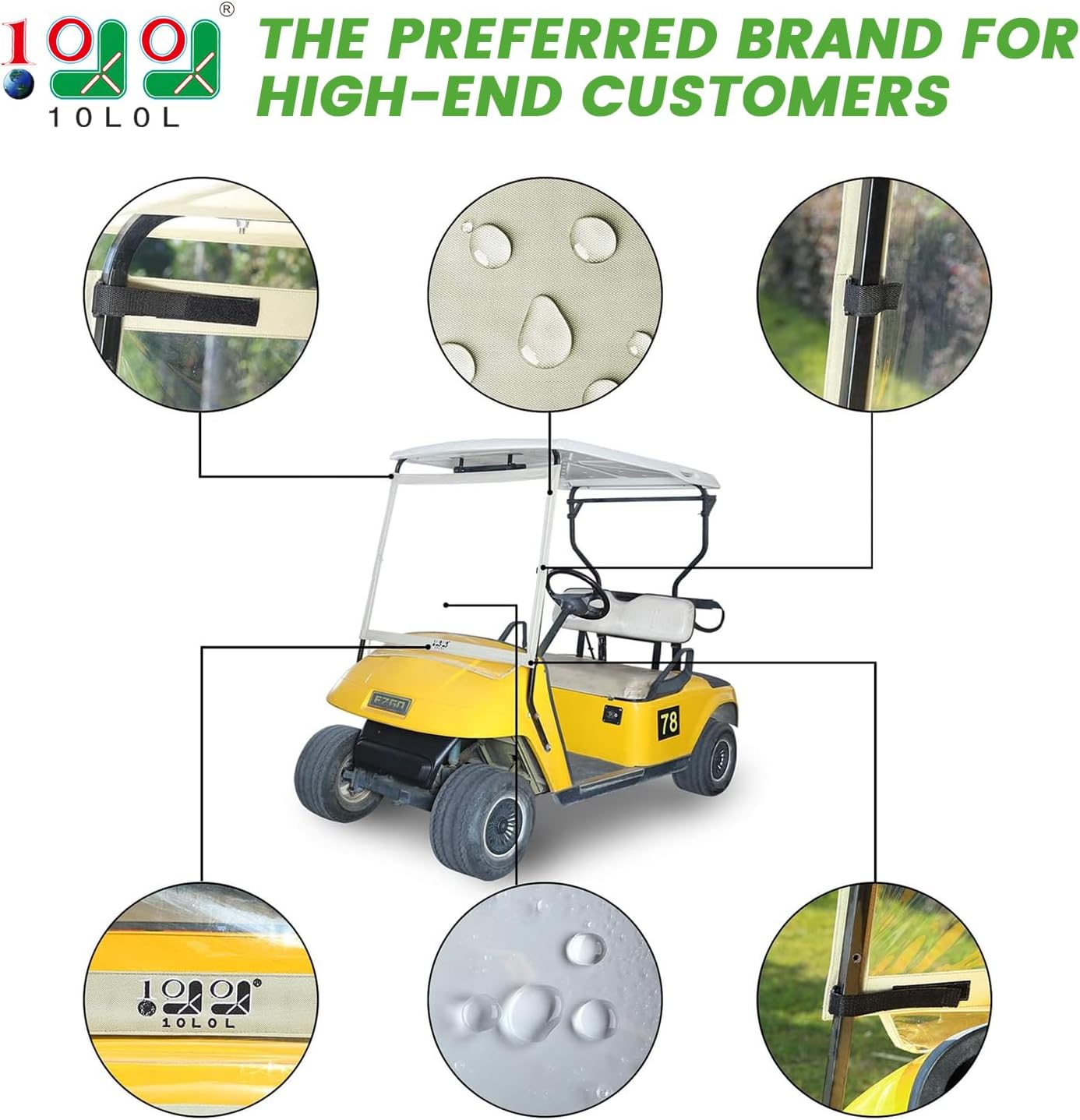 10L0L Golf Cart Windshield Compatible with EZGO TXT Gas & Electric Models, Lightweight EZGO TXT Windshield Foldable Windproof Waterproof