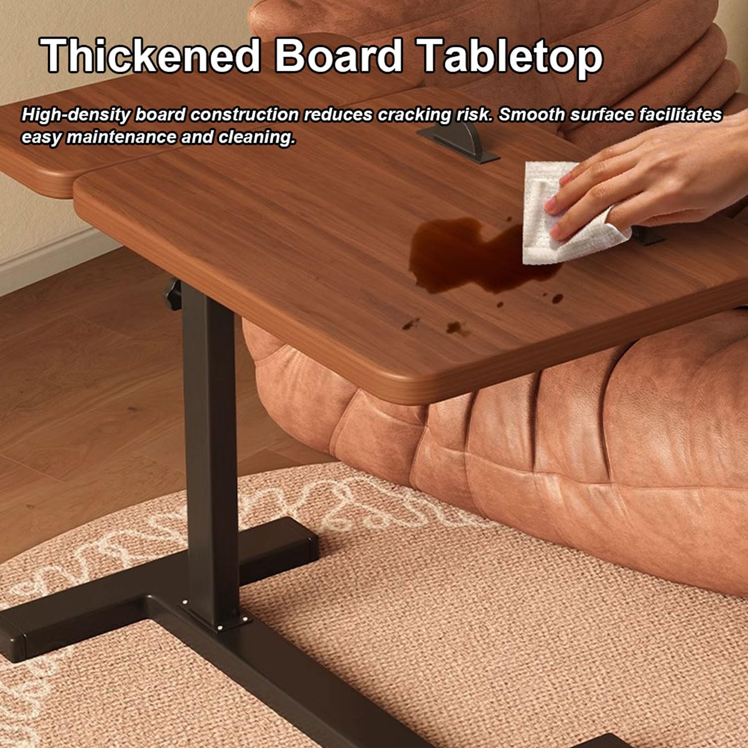 Escritorio móvil de Altura Ajustable, Mesa Auxiliar inclinable para Cama con Ruedas Ocultas, Escritorio para portátil de pie, Mesa Auxiliar para sofá, mesas con Ruedas para el hoga