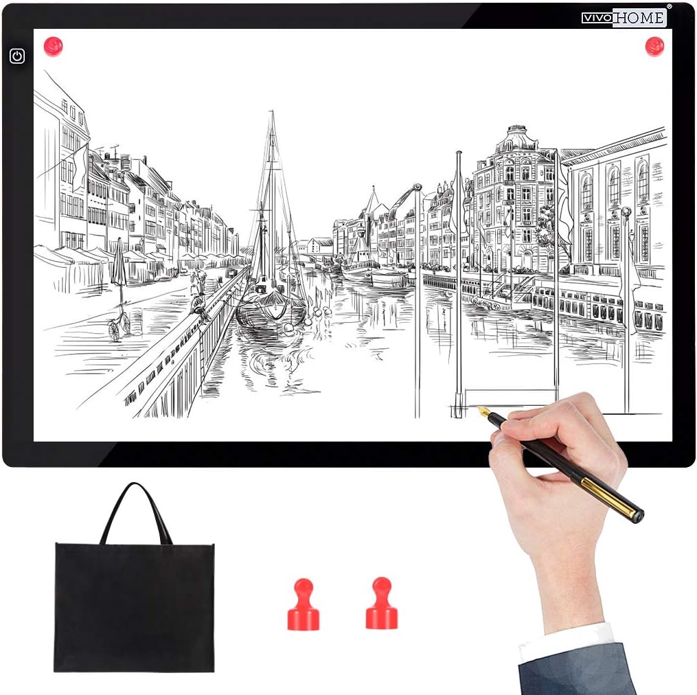 VIVOHOME A3 Magnetic USB Powered Ultra-Thin LED Light Box Board Tracing Light Pad with 3 Brightness for Diamond Painting Artist Sketching Drawing Craft
