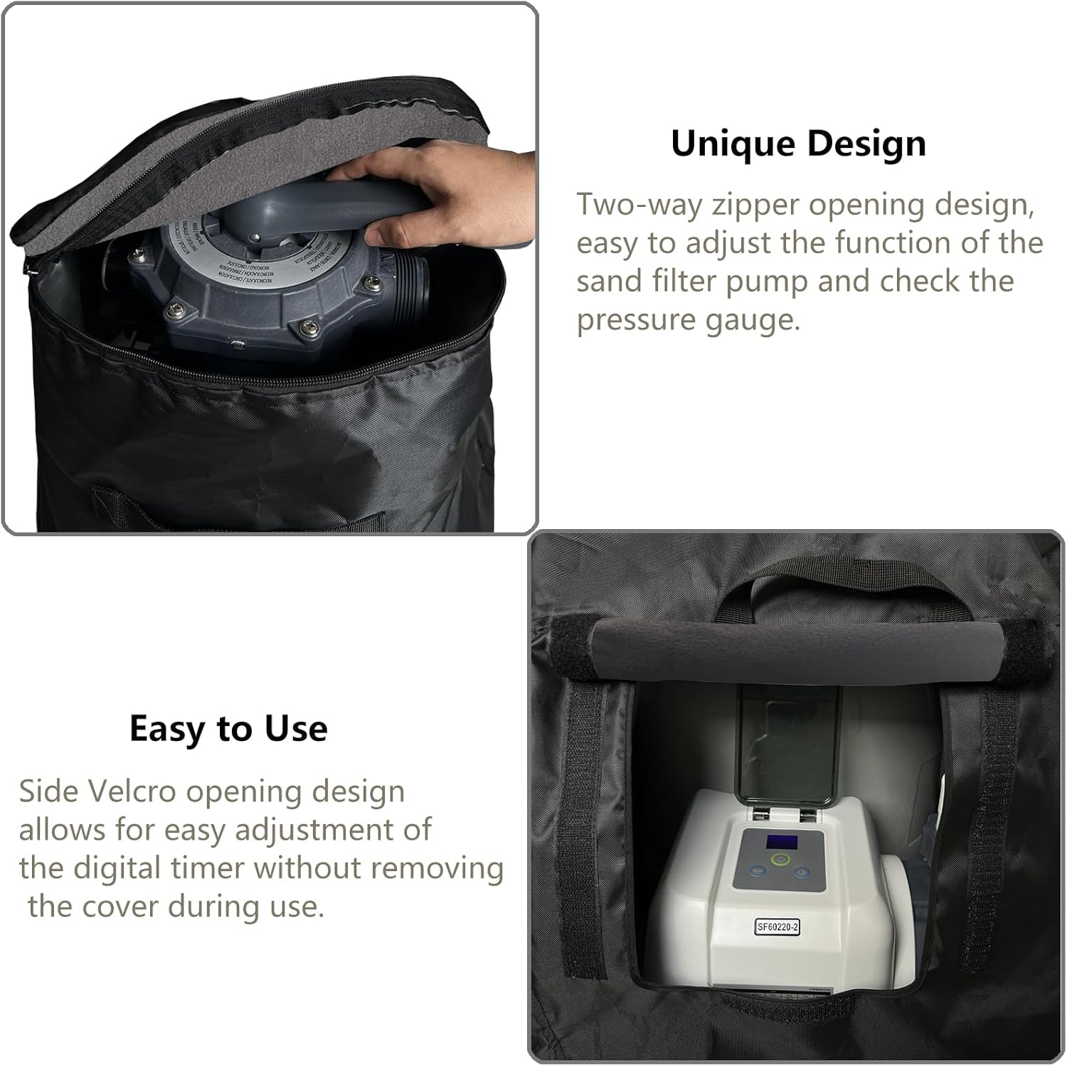 Sand Filter Pump Cover,600D Waterproof Oxford Fabric Above Ground Pool Pump Cover,Suitable for Most 8-16 Inch Sand Filter Pump on Market (Plush Lining)