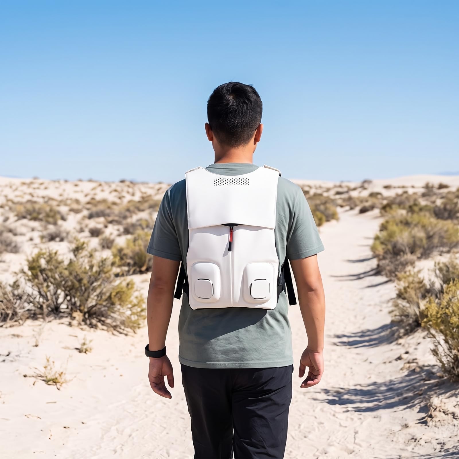 Outdoor Kühlweste Kühlweste Kühlpad Rückenpolster Schultergurt Nylon Polyester mit Perforierter Rückenzone Und Schnellverstellung für Angeln Picknick Pendelweg