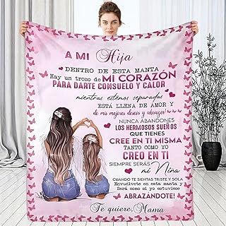 ARRITS Manta Personalizada para mi Hija Desde Mamá, súper Suave Mantas para Cama de con Estampado de Carta de Mensaje, Inv...