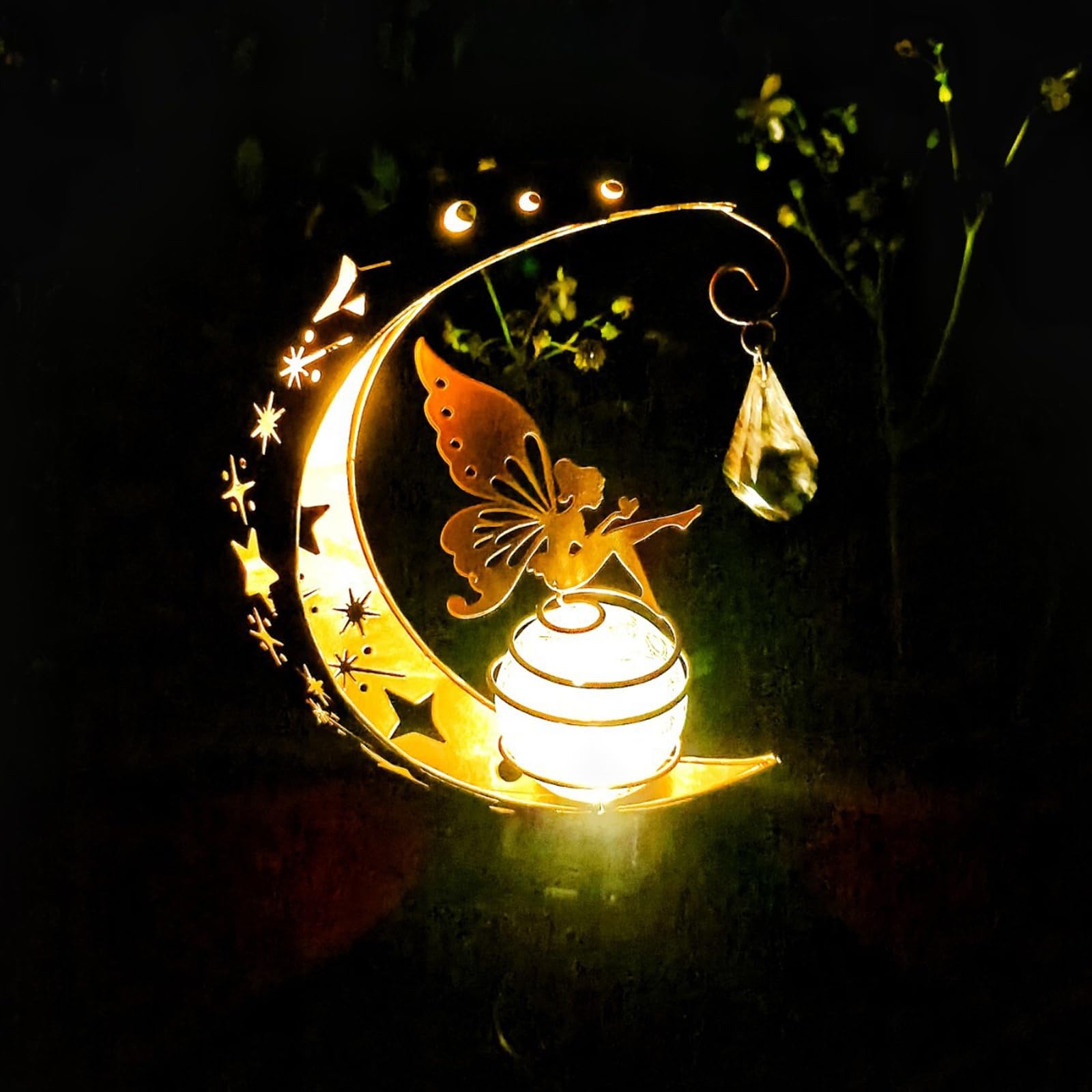 Luces LED Solares Auto On/off Luces Solares Jardín Con Bola De Vidrio - Decoración Exterior Hadas Luna IP65 Impermeable Luz Solar Jardín
