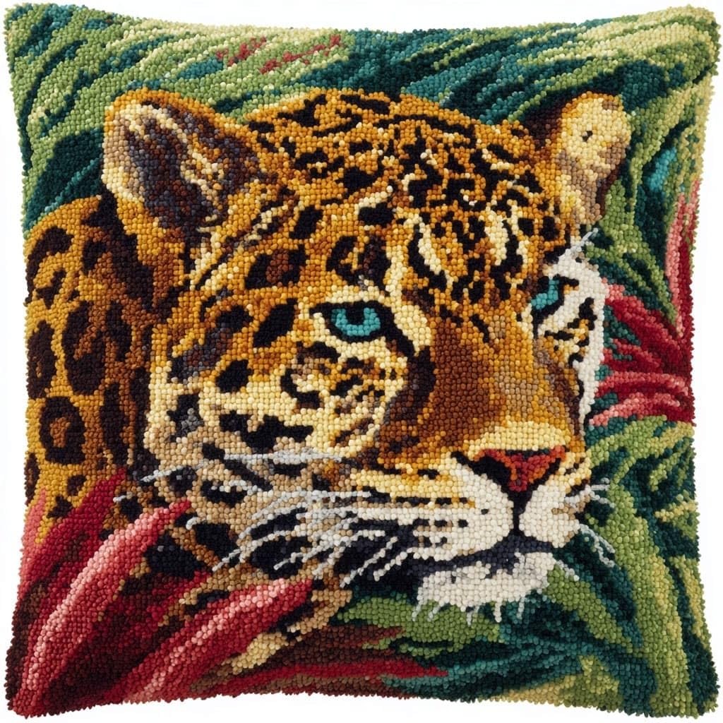 Henypt Latch Hook Cushion Kits Leopard