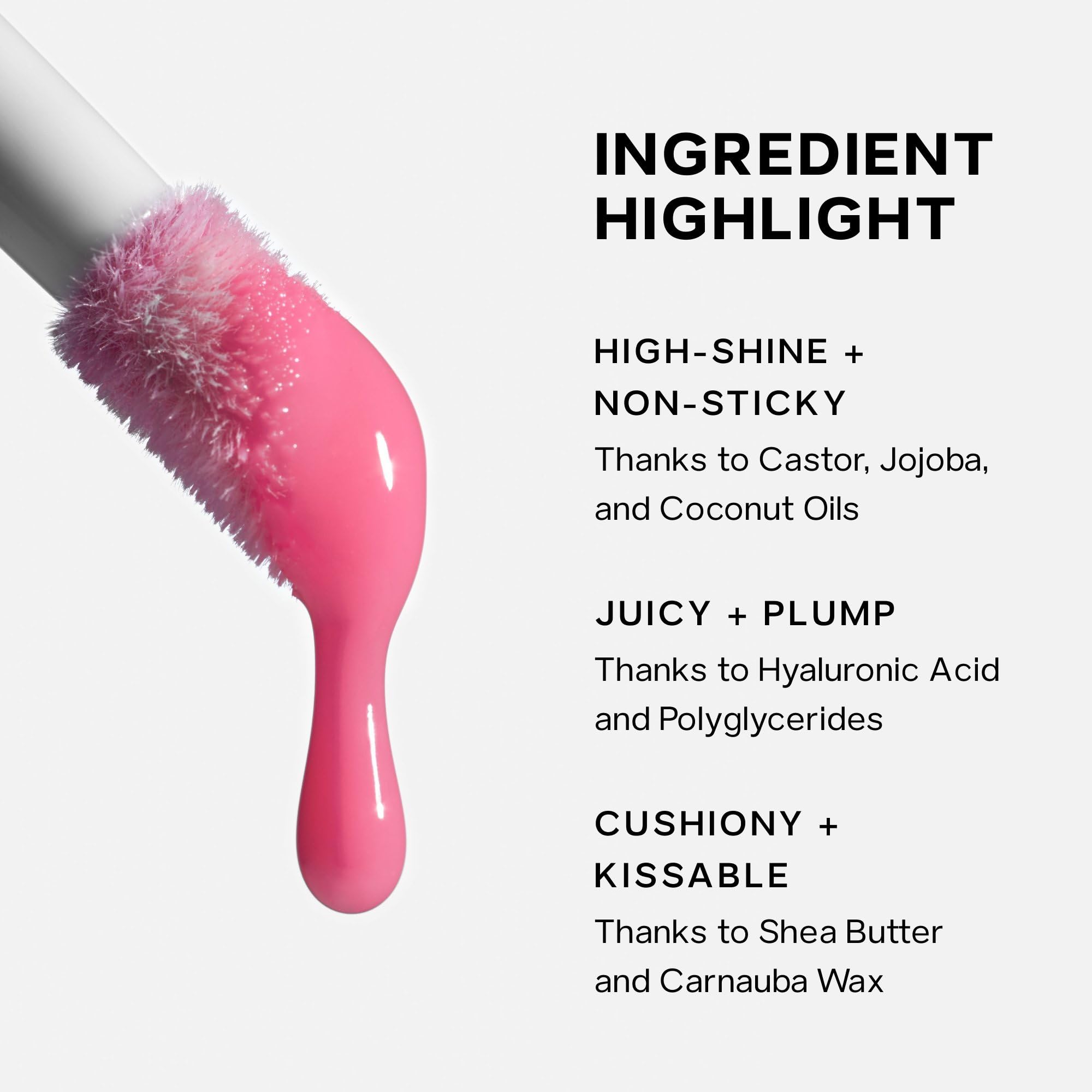 Saie Glossybounce High-Shine Hydrating Lip Gloss Oil - Aceite de labios transparente con color y ácido hialurónico + jojoba