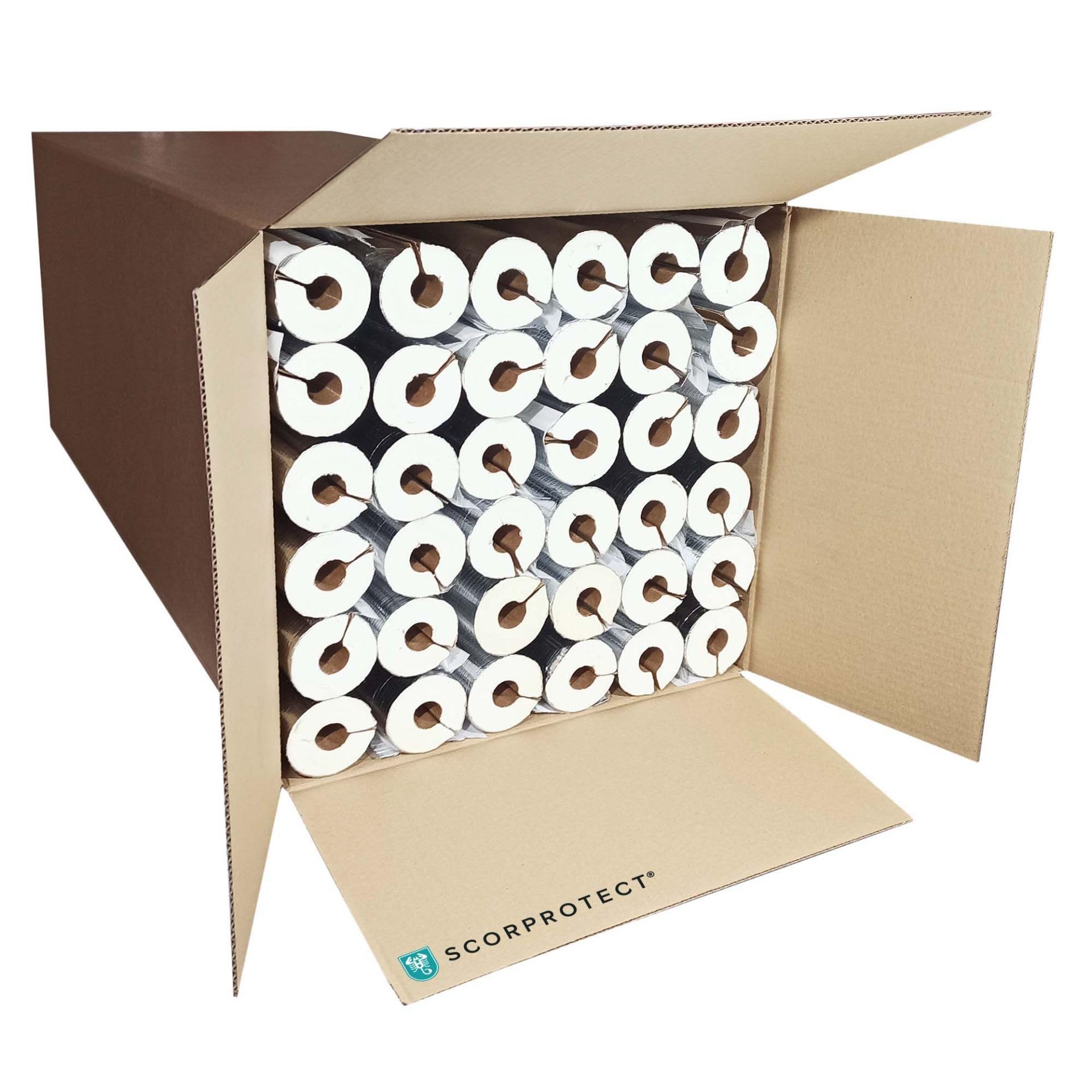 Scorprotect® voller Karton selbstklebende Alu PUR Rohrschale / Rohrisolierung mit Gewebemantel (Alu, 22 x 20 mm x 1 Meter)