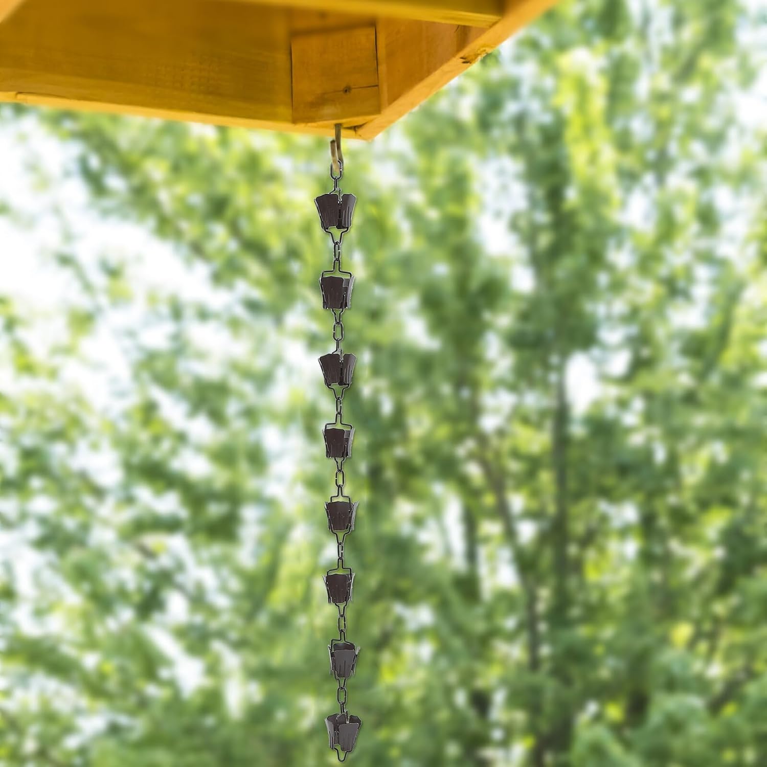 TEHAUX Useful Outdoor Rain Chain for Gutters Japanese Style Balcony Downspout Decor with Cup Petal Design Easy to Install for Homes Temples Gardens and Shops