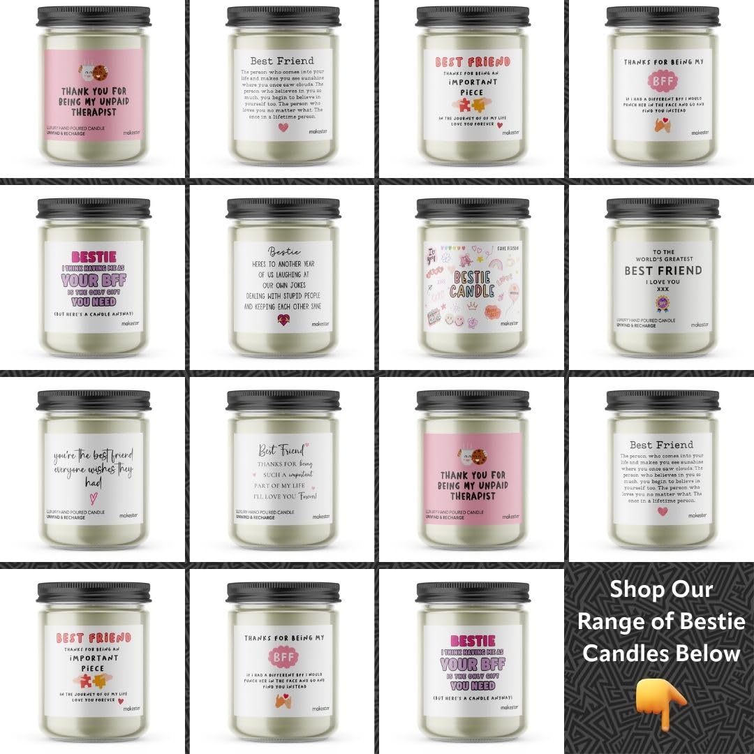 Bestie Gifts - Luxury Soy Wax Candle - Vanilla, Jasmine, Sugared Almond - Makester, White - Image 3