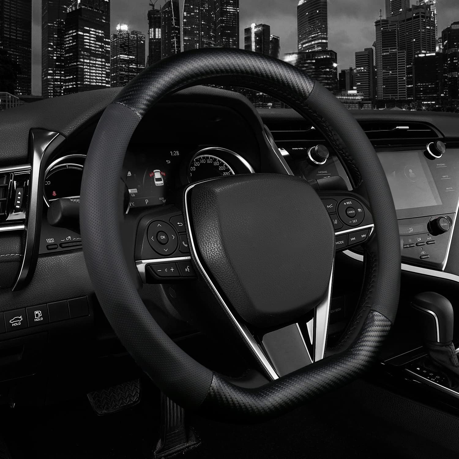 d Shape Steering Wheel Cover,Premium Leather Car Steering Wheel