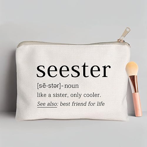 Miniatura 3 de Seester Like A Sister Only Cooler Seester Definition Funny Sister Cosmetic Bag Best Friend Gift Bestie Makeup Bag Funny Saying Travel Bag Best