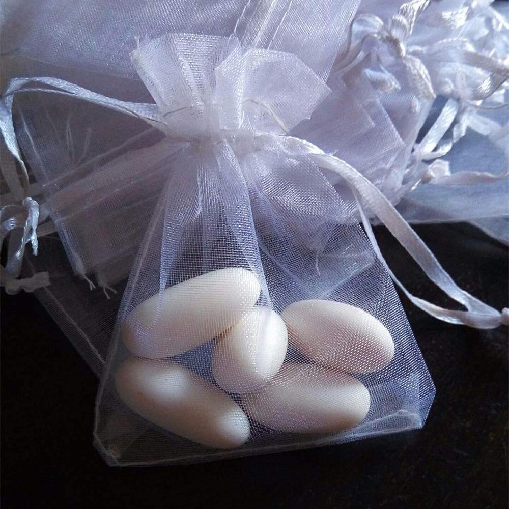 Sacchettini Porta Confetti Hervit Sacchettino Portaconfetti In Organza Bianco E Giallo 16x6x17cm - Candida Sacchetti Organza 10x15 - Foto 9