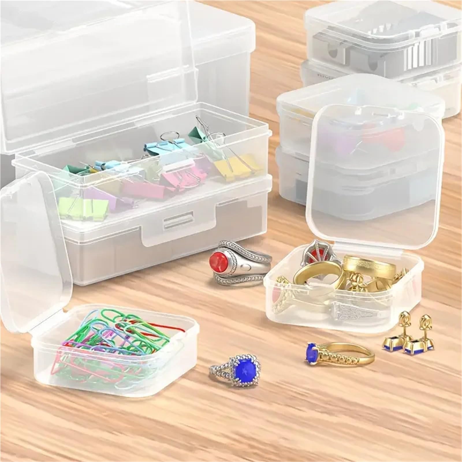 Aufbewahrungsbox für Fuse Beads 7 große rechteckige Boxen, 16 kleine quadratische Perlenaufbewahrungsset, transparenter Behälter mit Deckel(2Pcs)