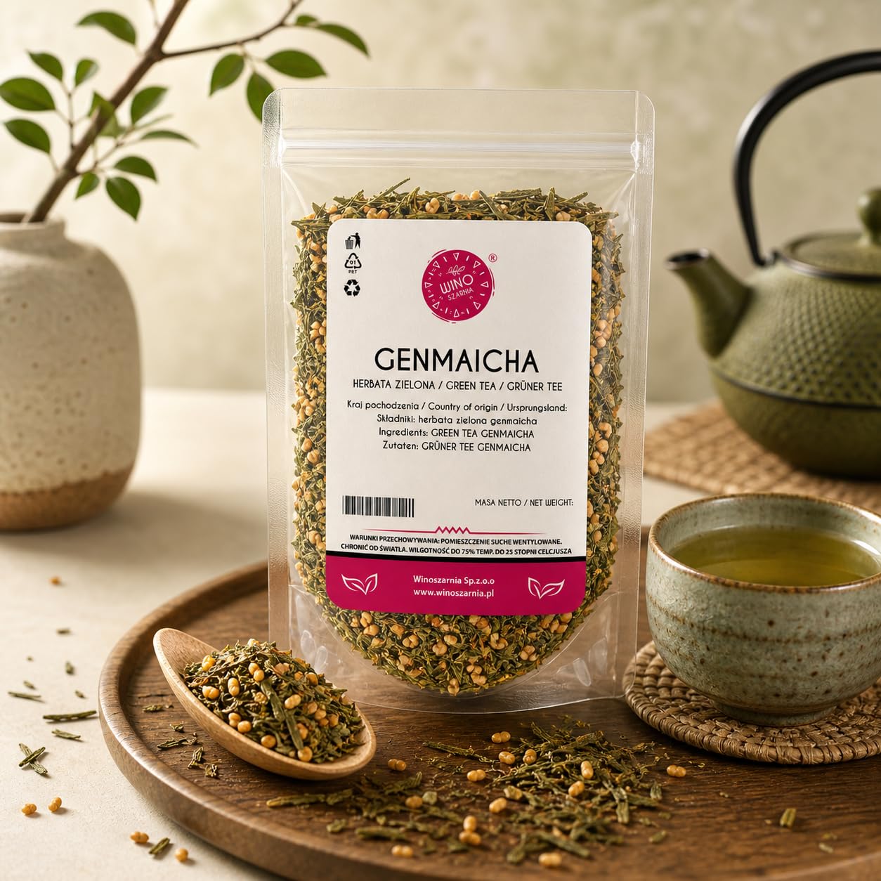 Herbata zielona Genmaicha z Prażonym Ryżem 500g Prażony Ryż