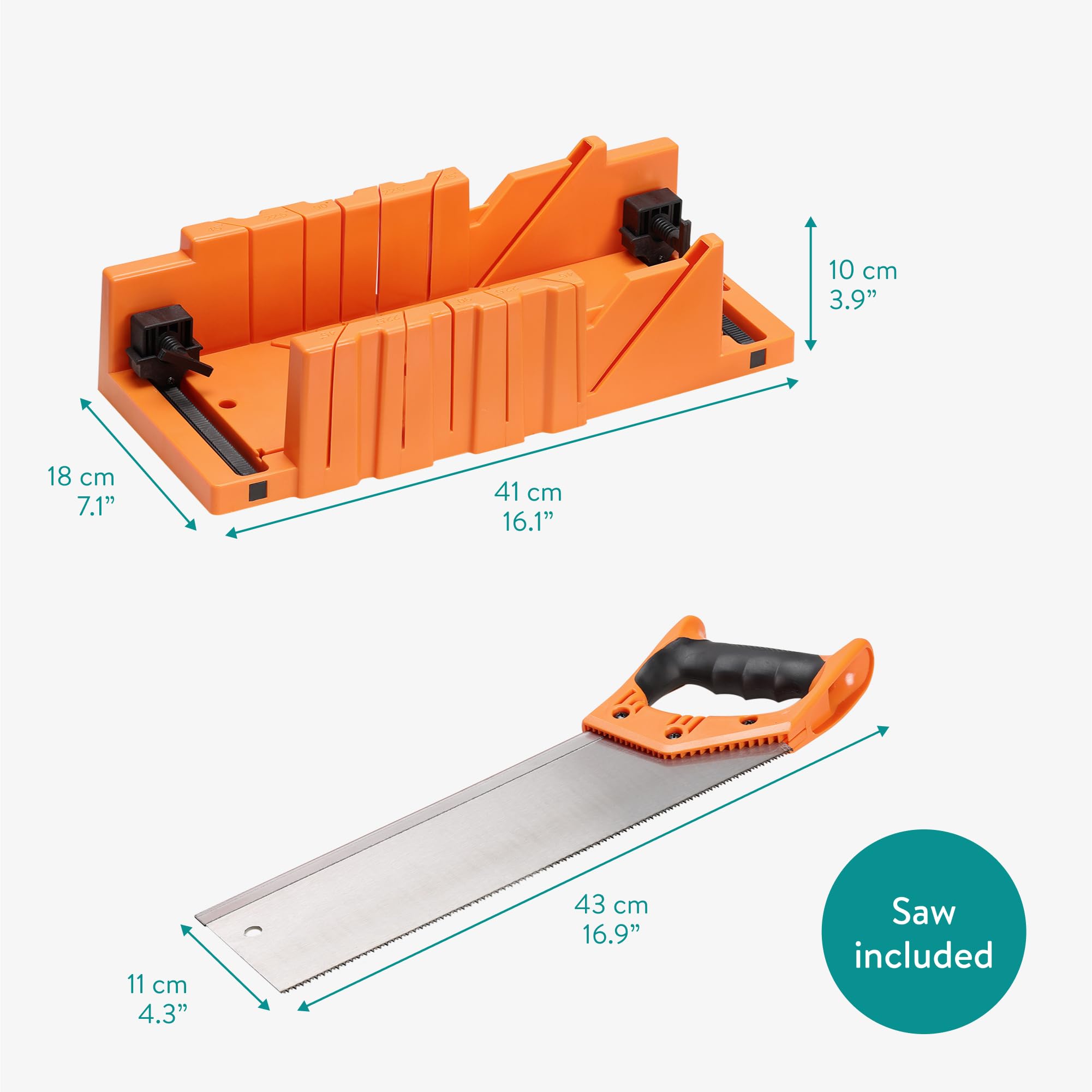 Navaris Boîte à onglets - Boîte à onglets avec scie 12" pour angle 22,5° 45° et 90° - Outil bricolage menuiserie modélisme petits travaux