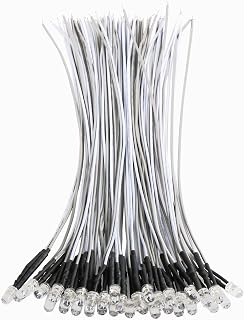 60pcs Warm White Pre Wired Led Diode Lights 12v,5mm Led Light Emitting Diodes for DIY Scientific Experiment