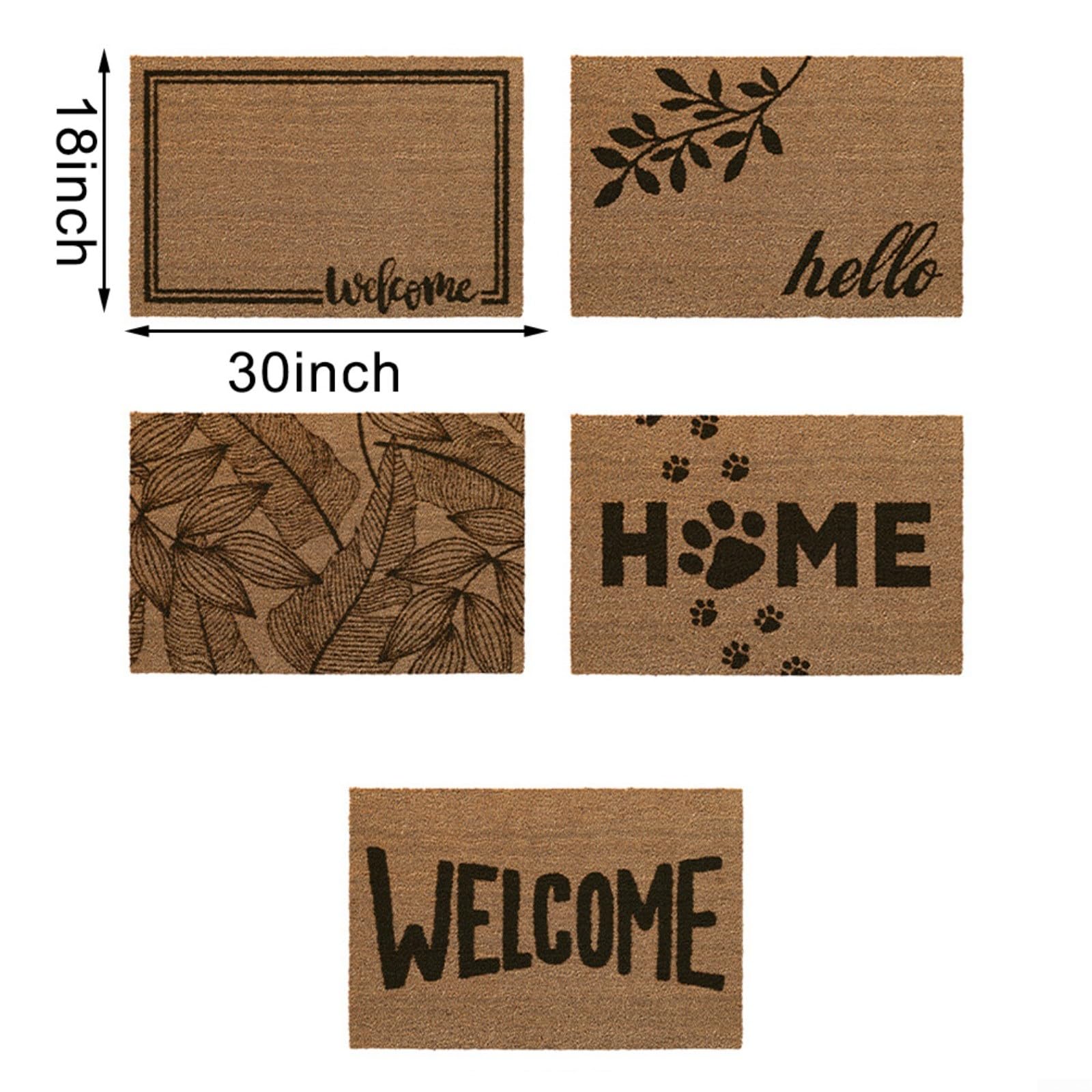 Tapis d'entrée rustique en fibre marron très résistant pour trappeur à domicile et bureau, 45,7 x 76,2 cm