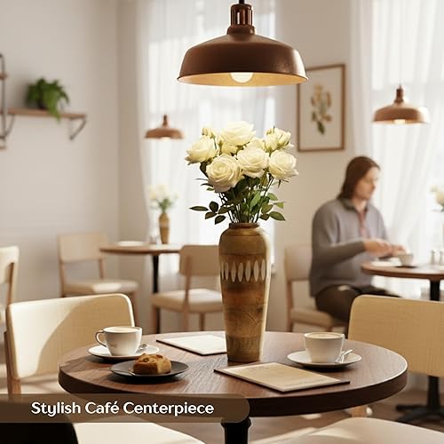 Miniatura 5 de Mela Artisans Jarrón de madera de mango de 12 pulgadas Florero decorativo de madera Casa rústica Blanco lavado natural Centro de mesa para sala