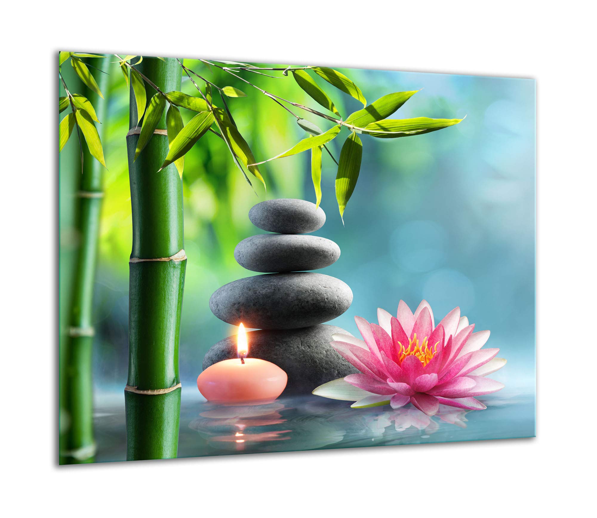 TMK - Placa protectora de vitrocerámica 60 x 52 cm 1 pieza cocina eléctrica universal para inducción protección contra salpicaduras tabla de cortar de vidrio templado como decoración, bambu flores